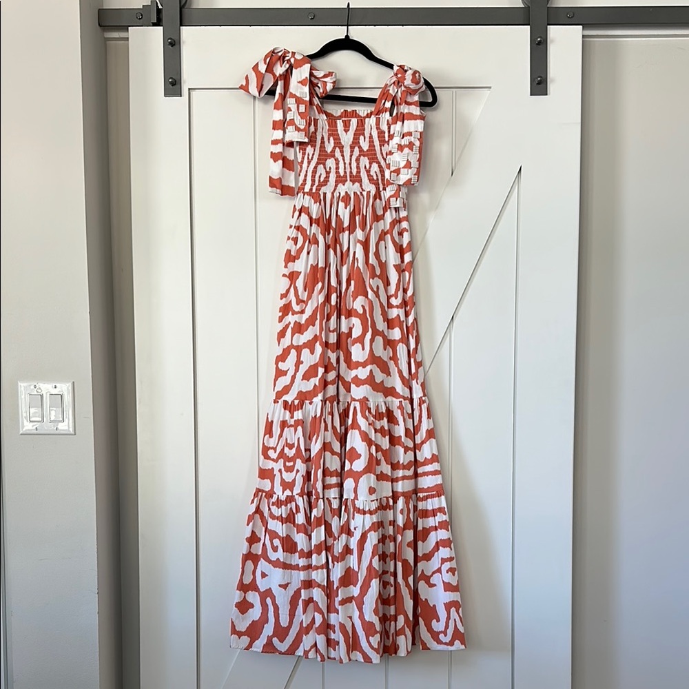 Sheridan French Kelly Maxi Dress in Coral + White Tiger